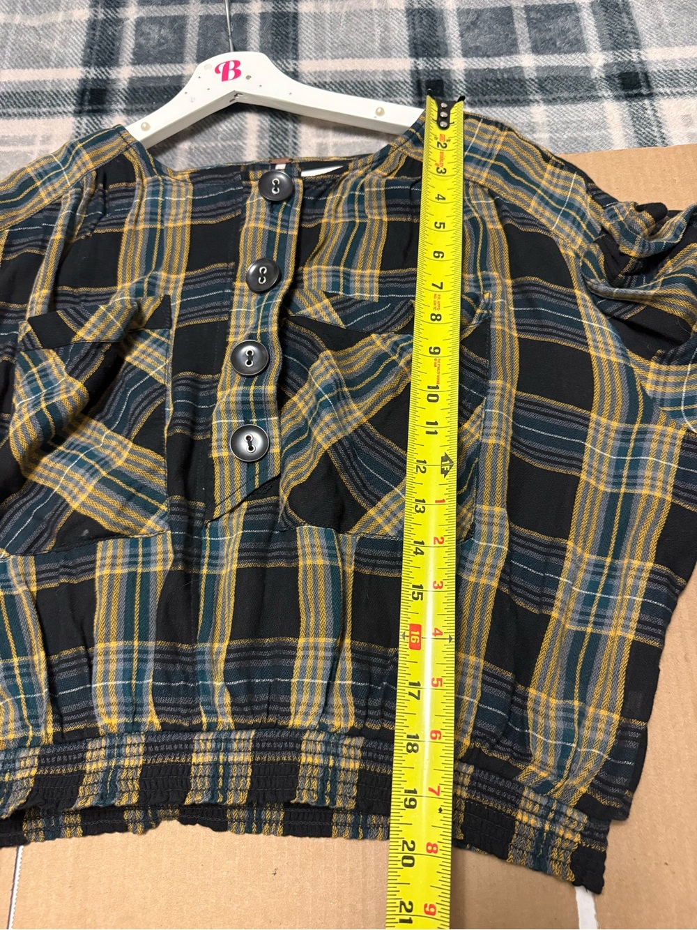 Free People It's The Good Life Plaid Cropped Blouse Boho Lagenlook Slouchy - Picture 8 of 9